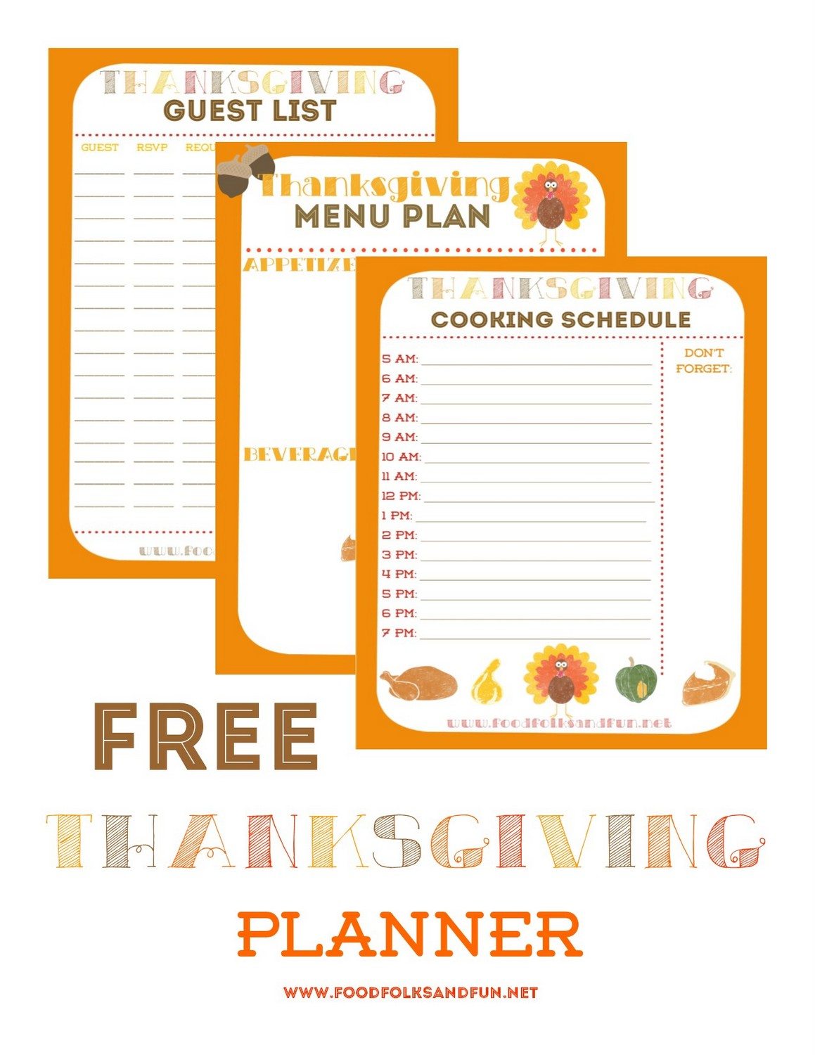 Thanksgiving Planner 5 FREE Printables! • Food, Folks and Fun