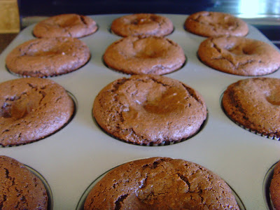 Chocolate Peanut butter cupcakes after baking