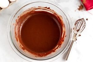 Stir the chocolate and coco powder mixture together until combined.