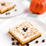 close up picture of pumpkin cheesecake bar.