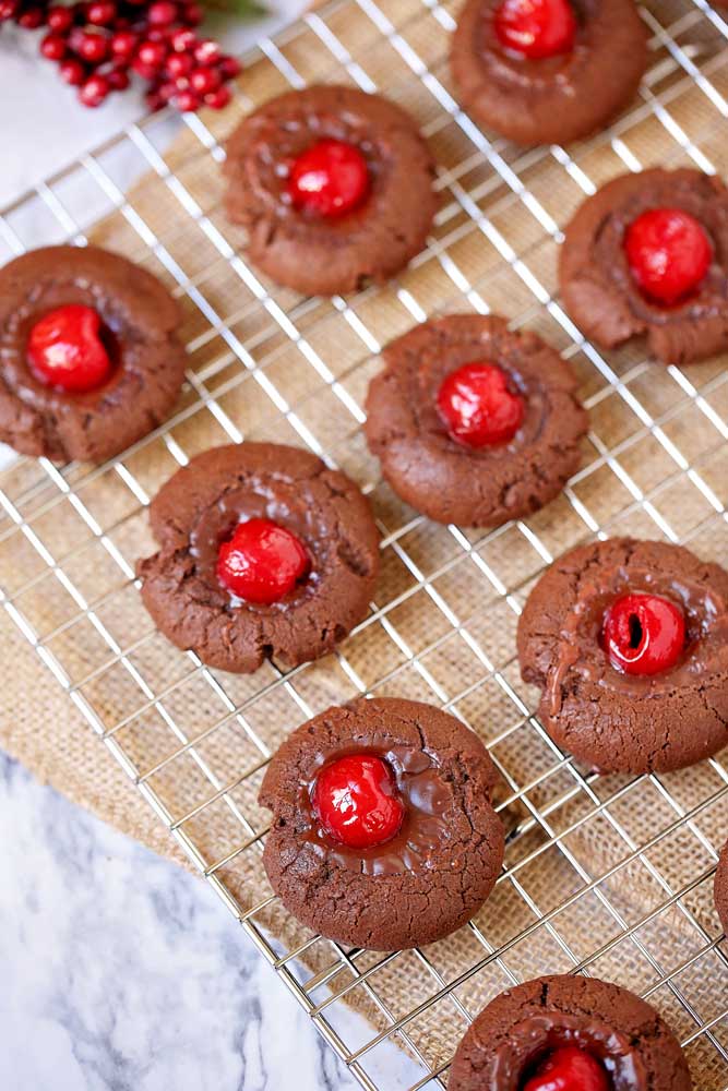 Chocolate Covered Cherry Cookies for Christmas or Valentine's Day