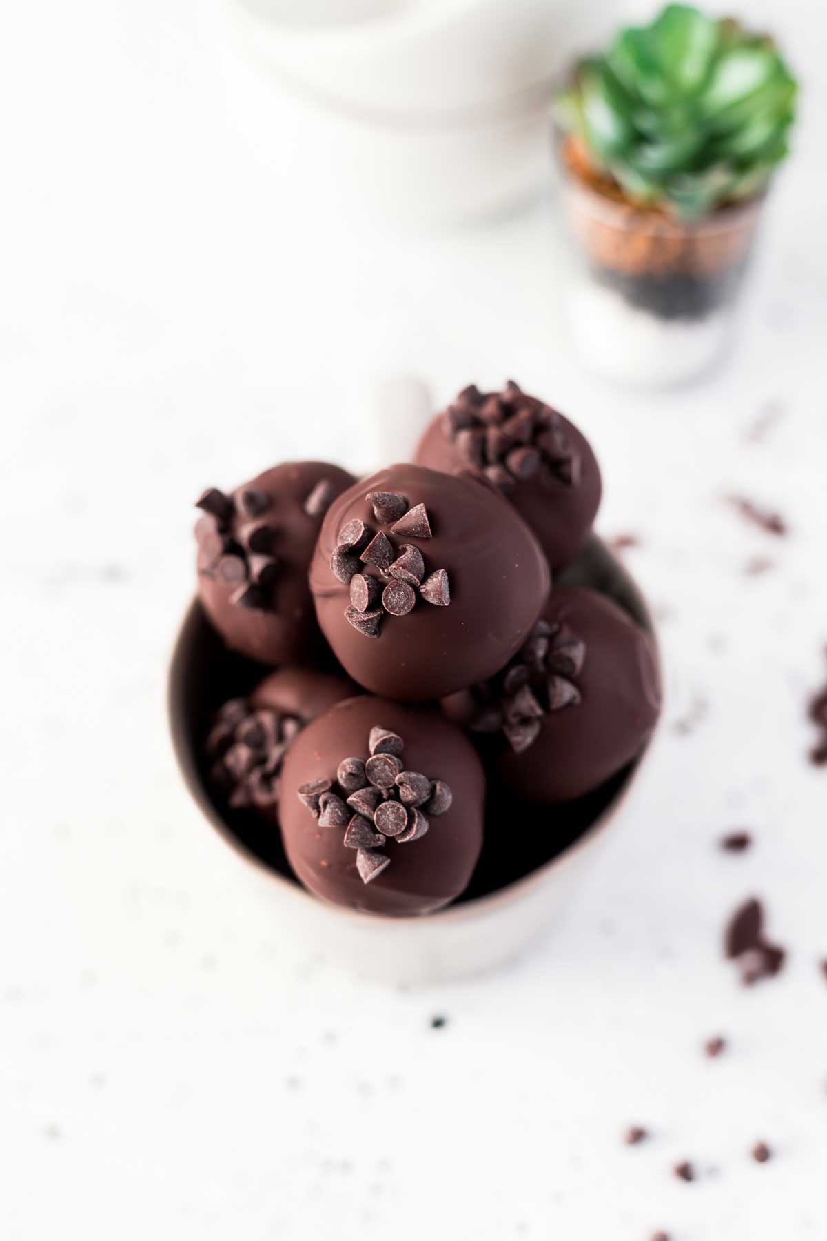 Chocolate Chip Cookie Dough Truffles for Valentine's Day.