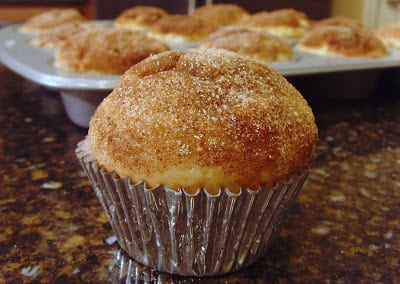 An apple muffin with Crunchy brown sugar topping