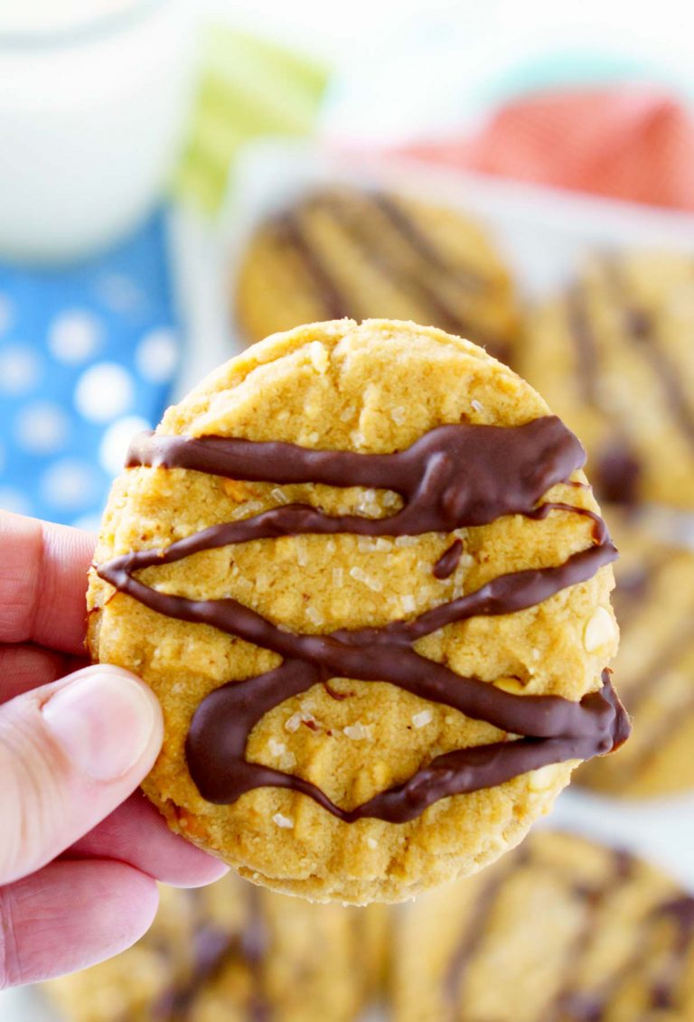 Best Peanut Butter Cookies with Chocolate Drizzle