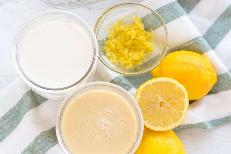 All of the ingredients that you need to make Lemon Sherbet.