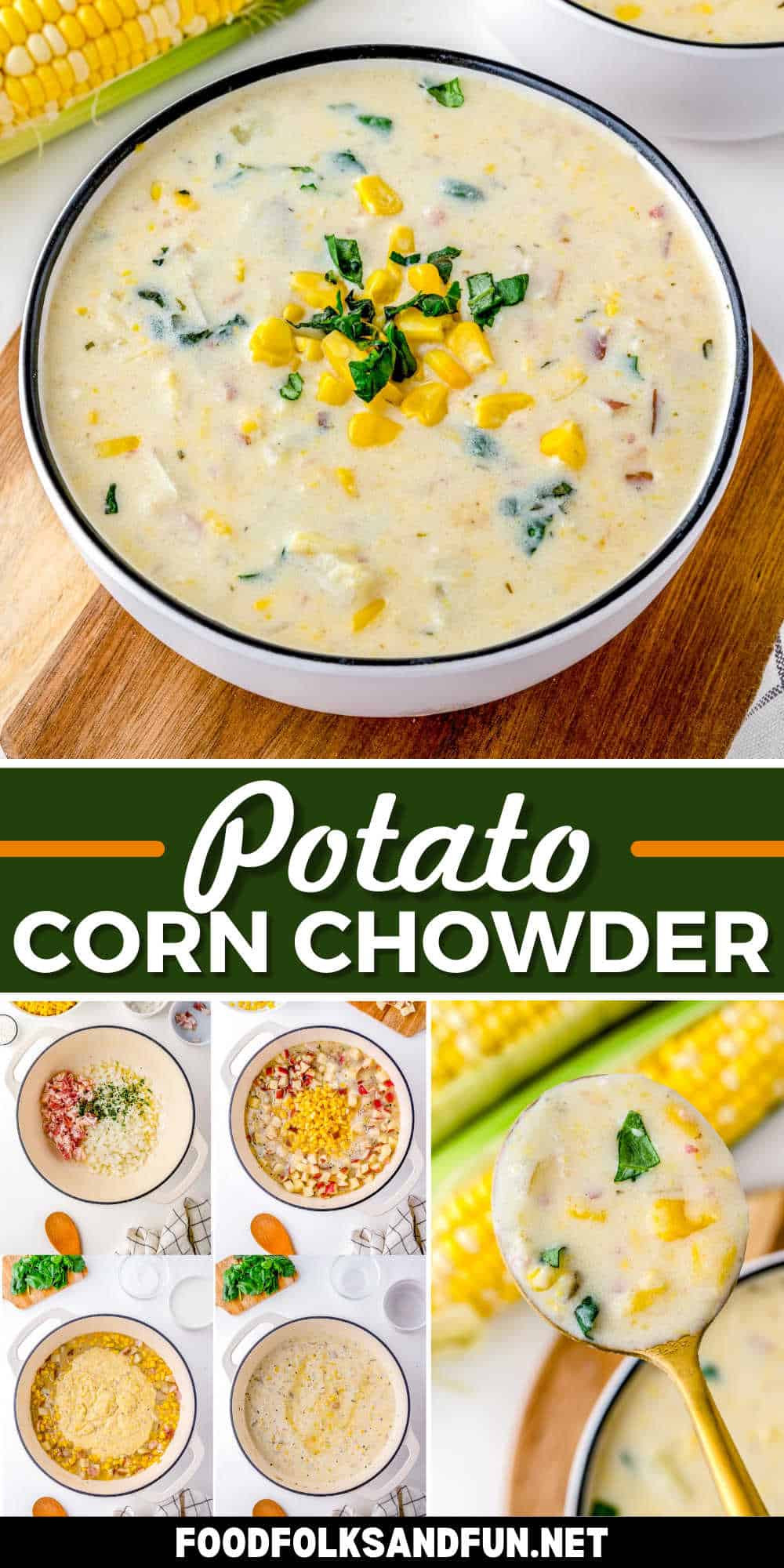 This Potato Corn Chowder recipe is bursting with corn flavor. It’s creamy without being heavy and absolutely perfect for soup season! via @foodfolksandfun