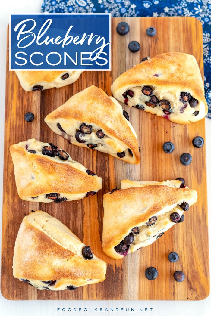 Overhead picture of blueberry scones. 