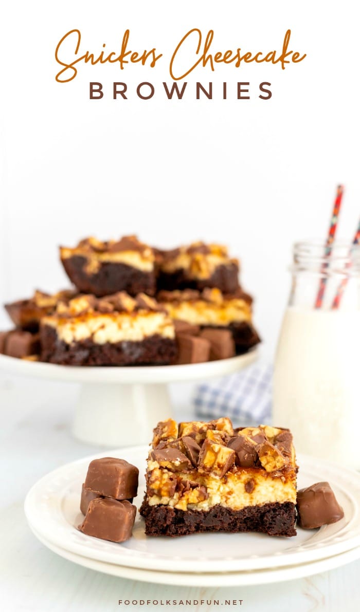 These Snickers Cheesecake Brownies have 3 layers to them: brownies, cheesecake, and Snickers! They're easy to make and they're always a crowd-pleaser!  via @foodfolksandfun