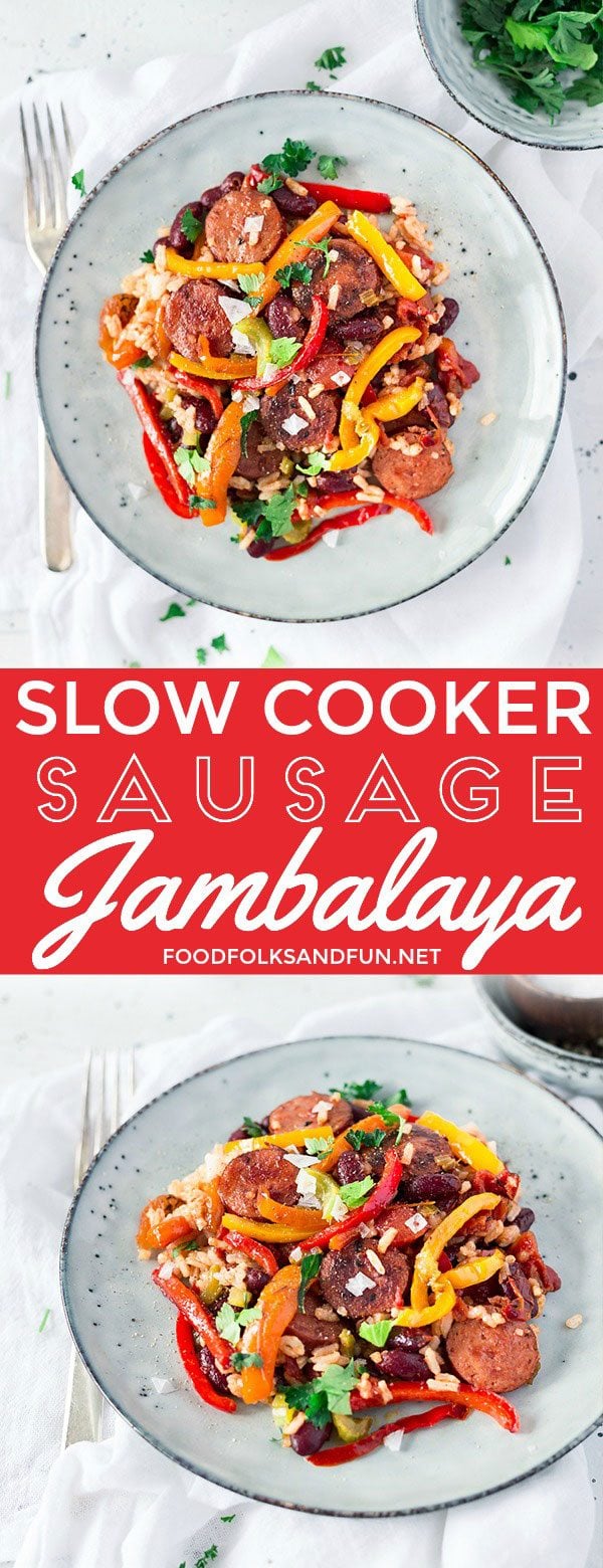 Picture collage of Sausage Jambalaya for Pinterest