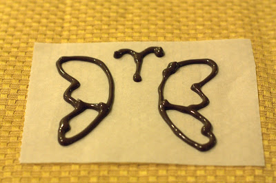 process shot for making chocolate butterfly wings