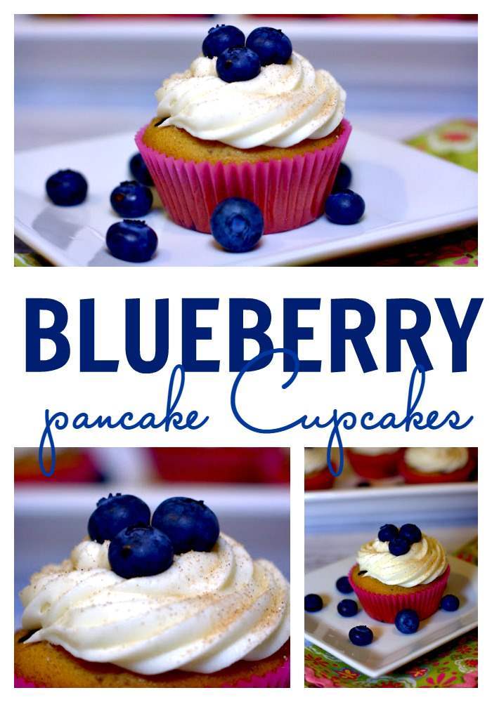 Blueberry cupcakes picture collage. 