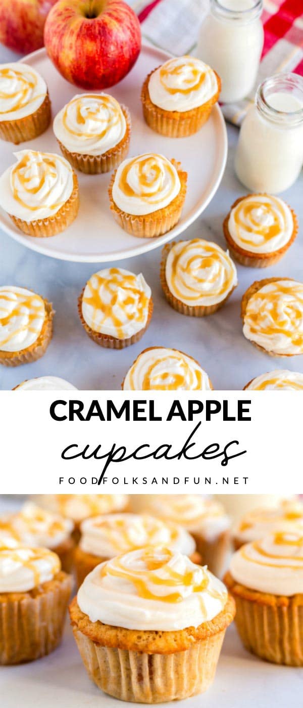 These Caramel Apple Cupcakes are completely homemade and well worth the effort. They're the perfect Fall dessert, bake sale item and Thanksgiving Dessert! via @foodfolksandfun
