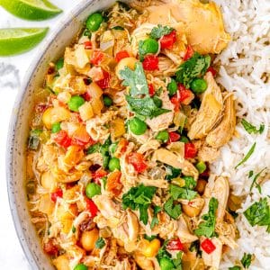 A close up of chicken slow cooker curry.
