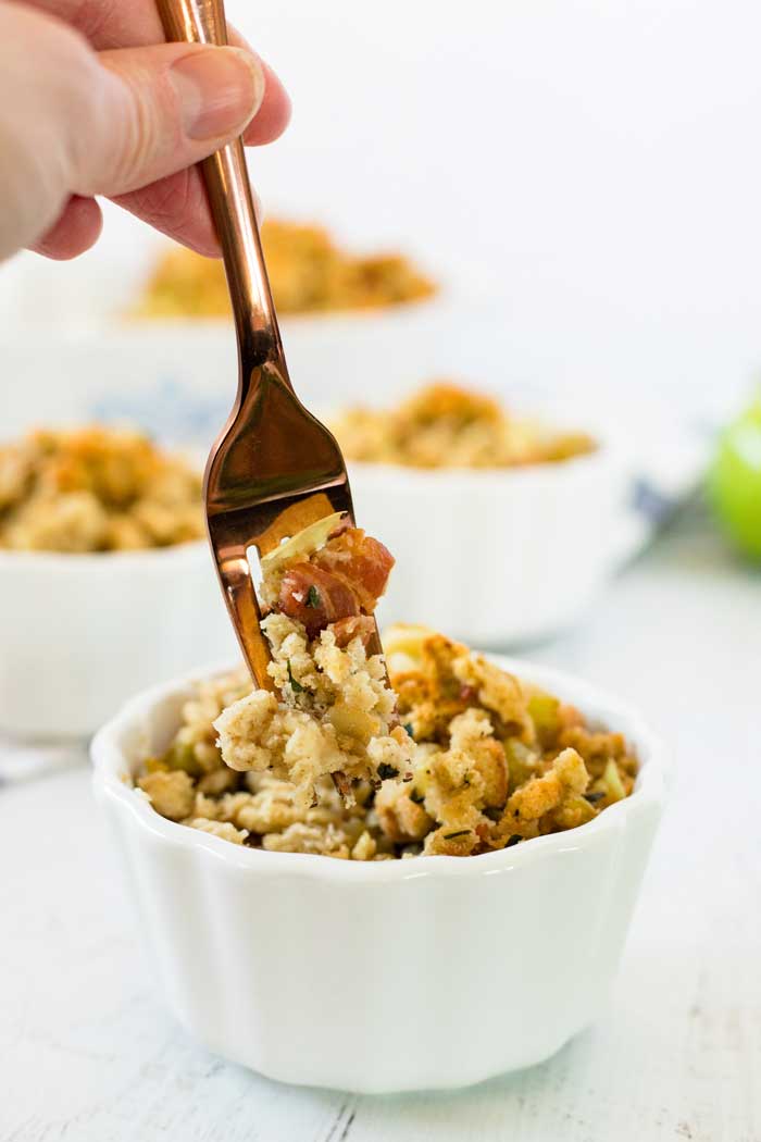 Forkful of Bacon Apple Stuffing