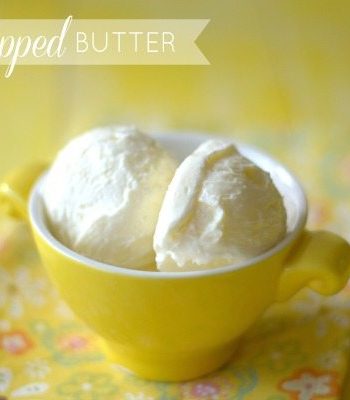A small bowl with whipped butter and text overlay for Pinterest