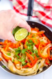 Squeeze the lime onto the cooker vegetables.