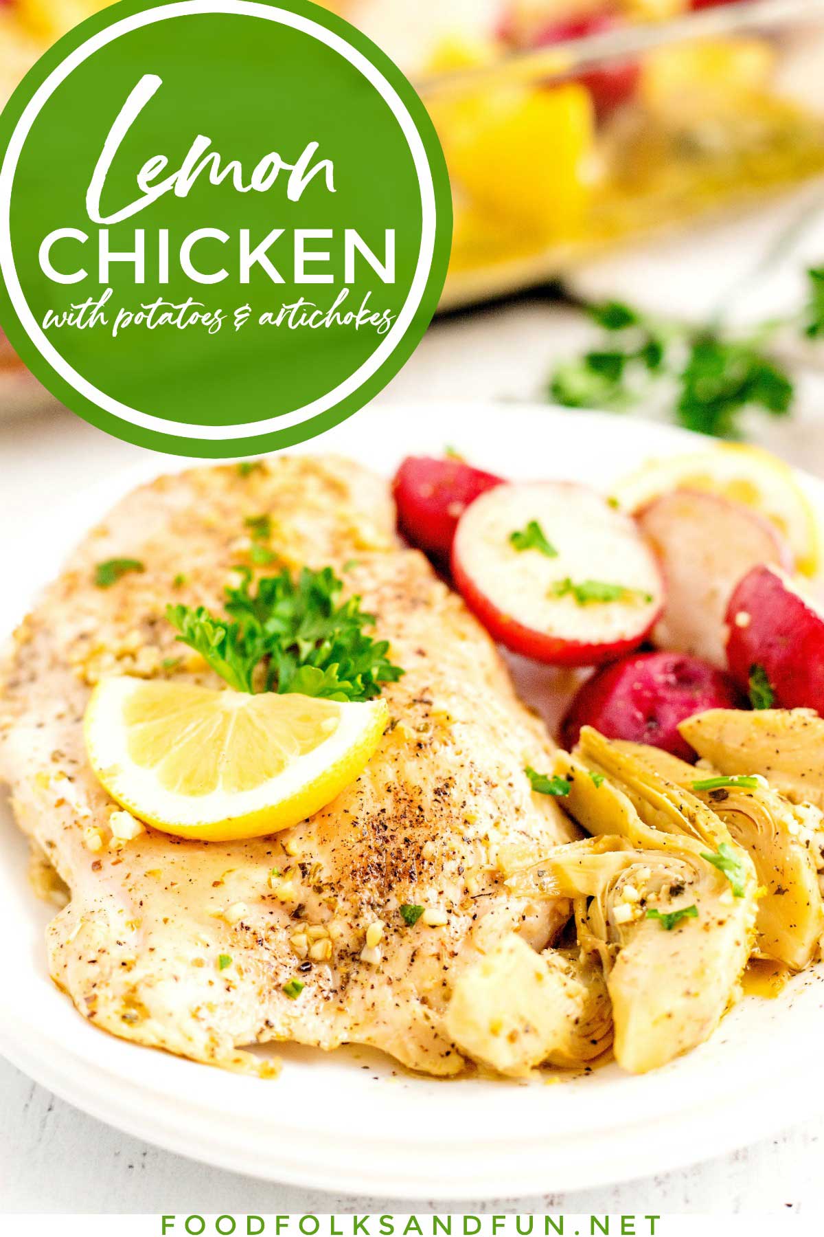 Lemon Chicken with red potatoes and artichokes