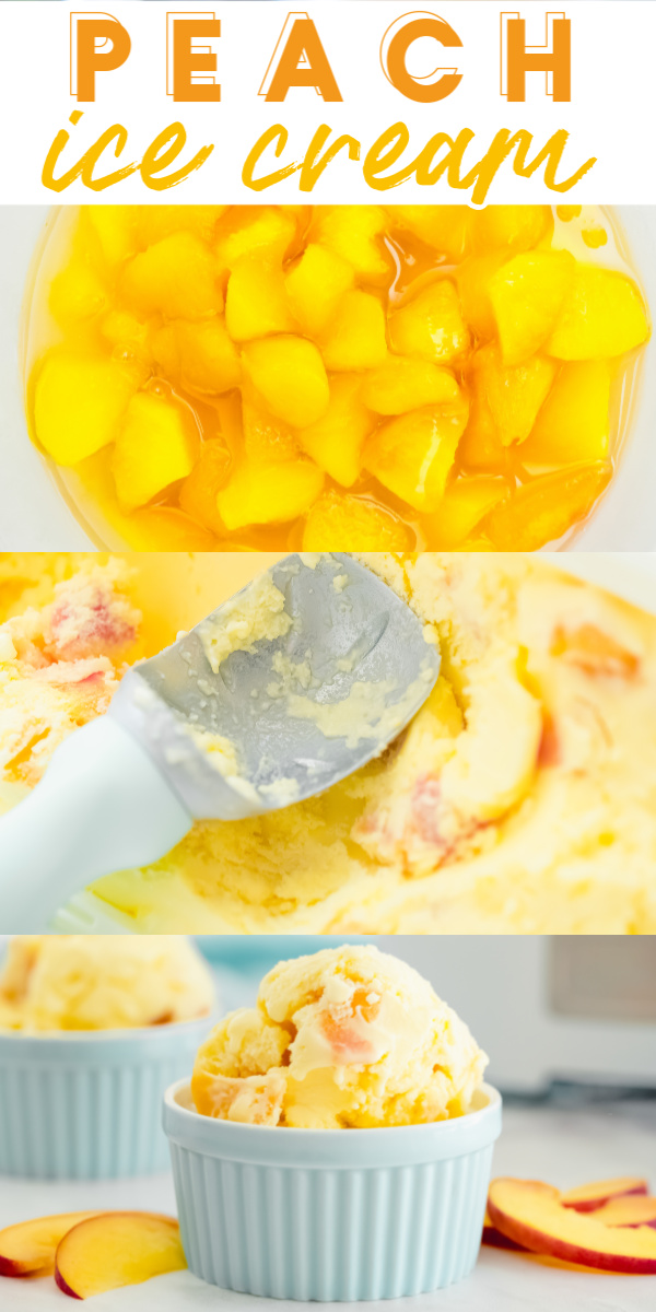 This Homemade Peach Ice Cream recipe has a custard base and made with simple ingredients like fresh peaches, milk, cream, sugar, egg yolks, and vanilla. via @foodfolksandfun