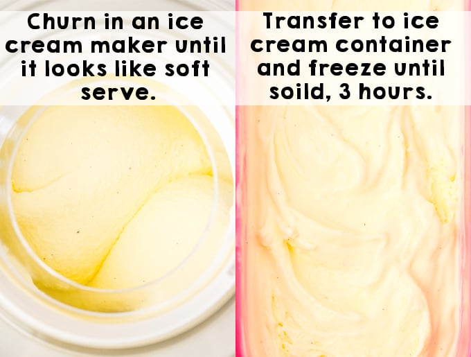 Chill and then churn the custard in an ice cream maker. 