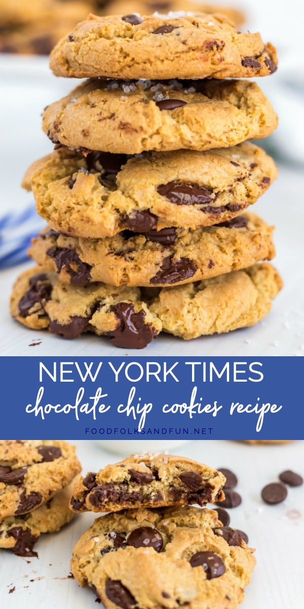 This is the famous New York Times Chocolate Chip Cookies Recipe. The cookie is crispy on the outside, and soft and chewy on the inside. via @foodfolksandfun