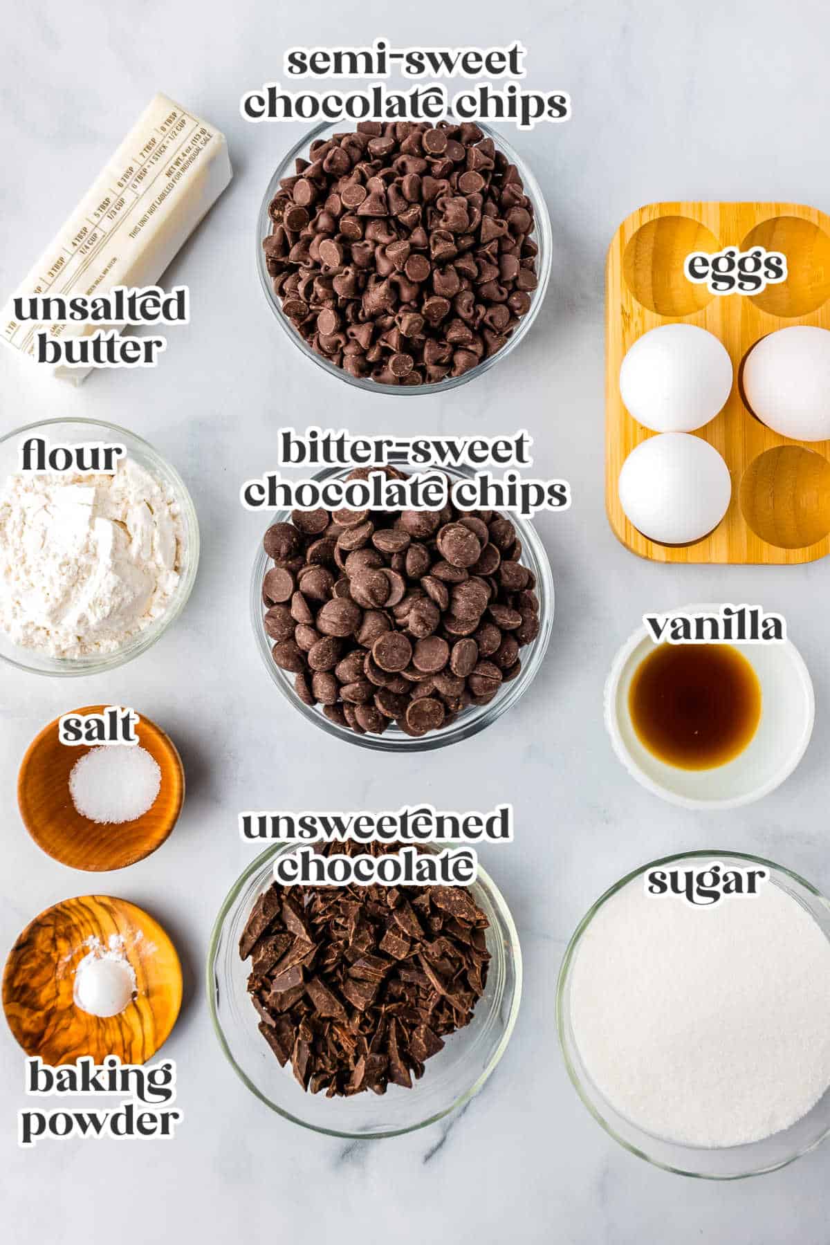 The ingredients for this recipe labeled with text overlay.