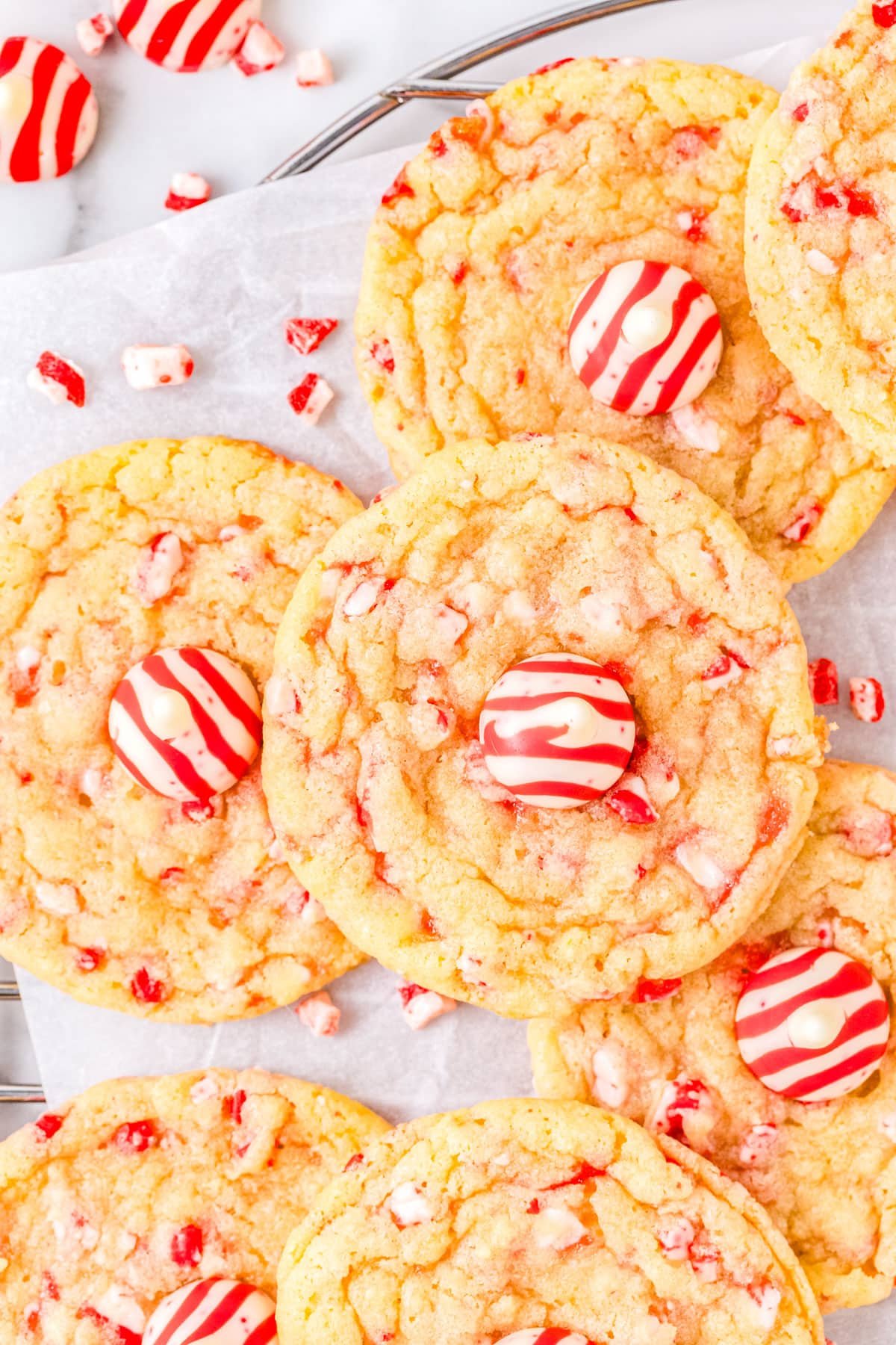 Peppermint Cookies on a wire rack.