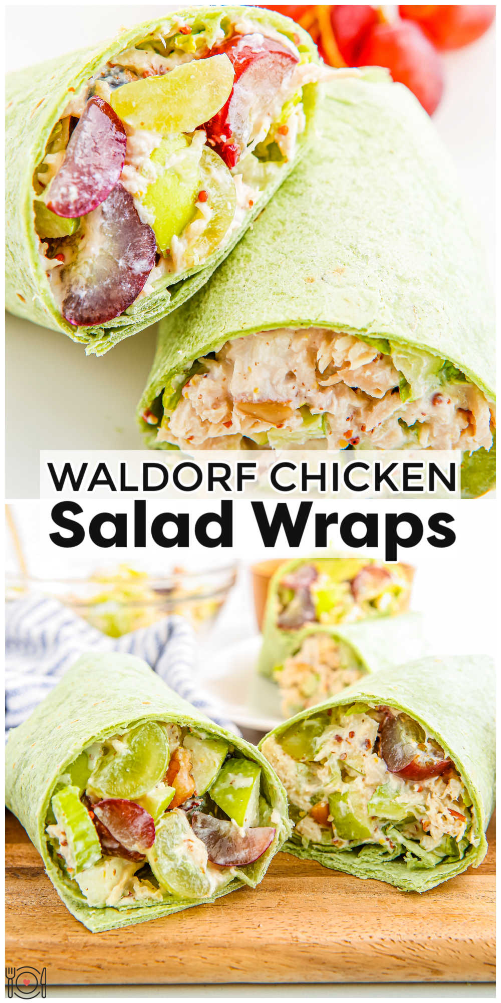 These Waldorf Chicken Salad Wraps are creamy, delicious, and easy to make. These wraps are a lunch favorite to be enjoyed year-round. via @foodfolksandfun