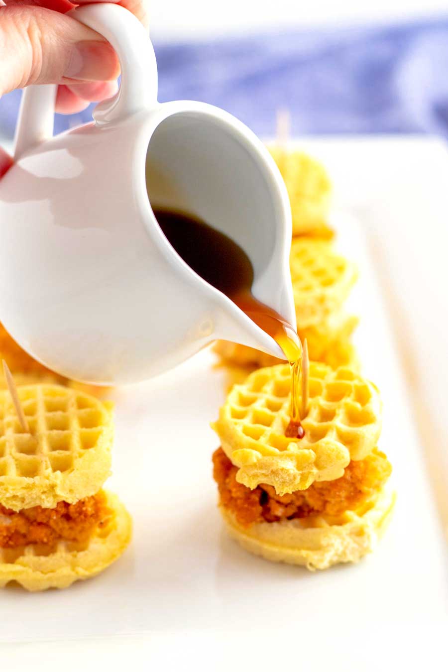 Syrup on Chicken and Waffle Sliders