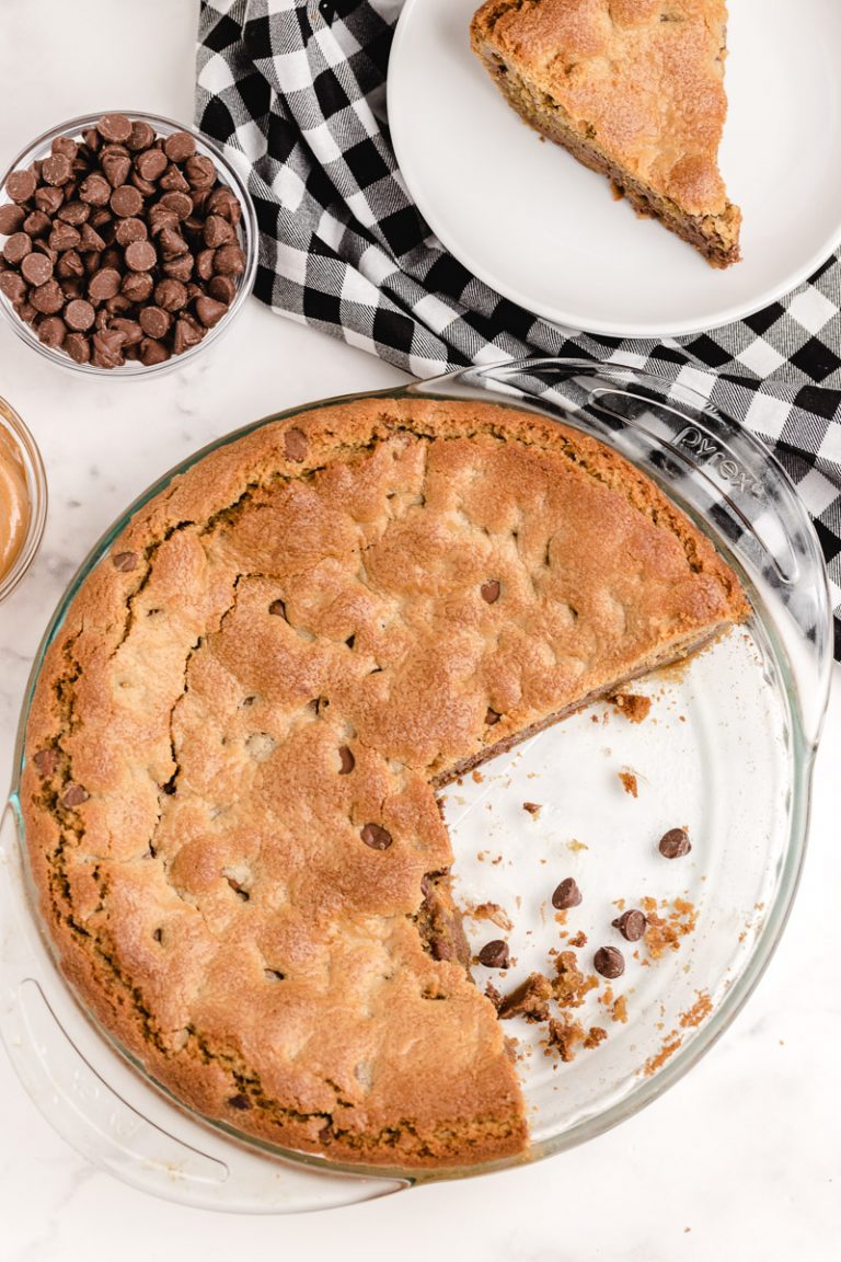 Deep Dish Peanut Butter Cookie Pie with Chocolate Chips