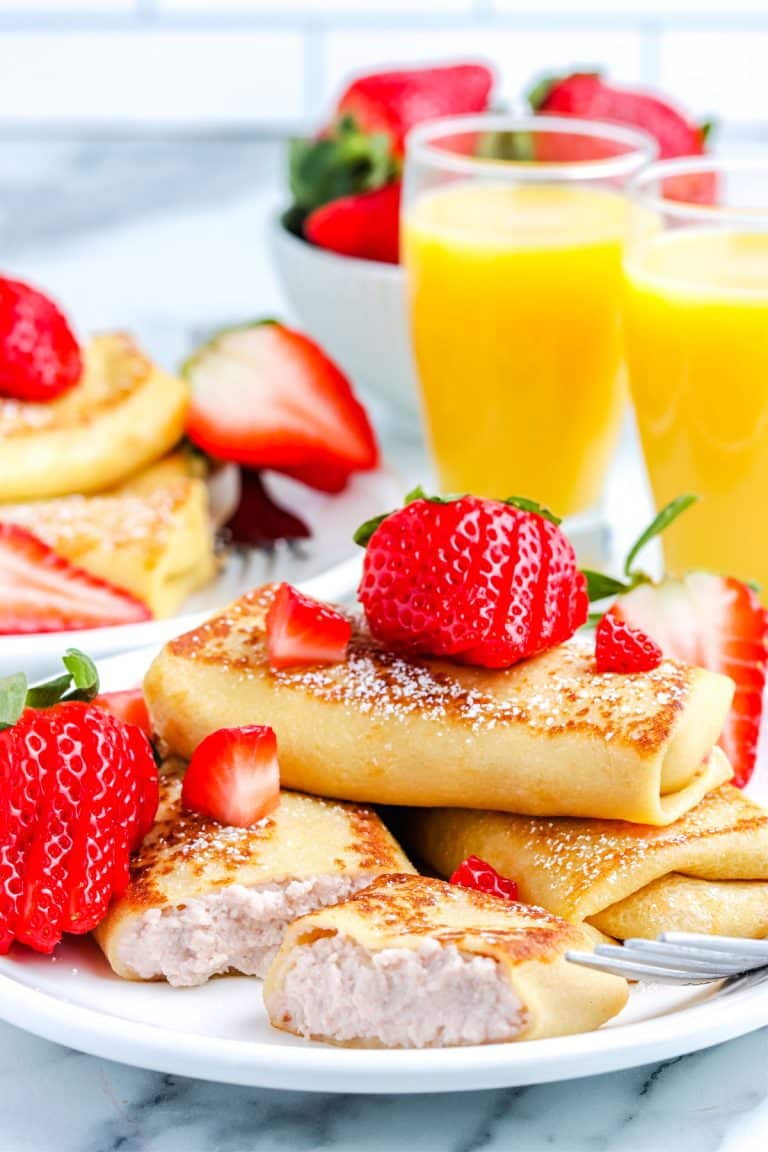 Blintzes – Filled with Strawberries and Cream