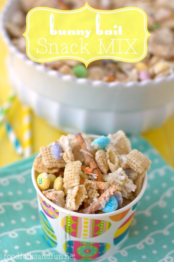 Sweet Chex mix in an Easter paper cup. 