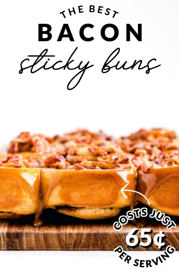 These Sticky Buns with Bacon and Caramel Glaze are irresistible. Bacon makes everything better, and that's why I've added bacon inside the buns and sprinkled on top. The best part is that these cost just 65¢ per sticky bun to make!  via @foodfolksandfun