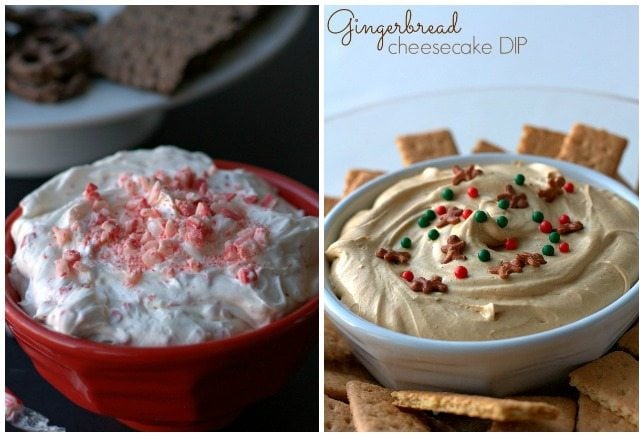 A collage of cheesecake dip options with text overlay for social media