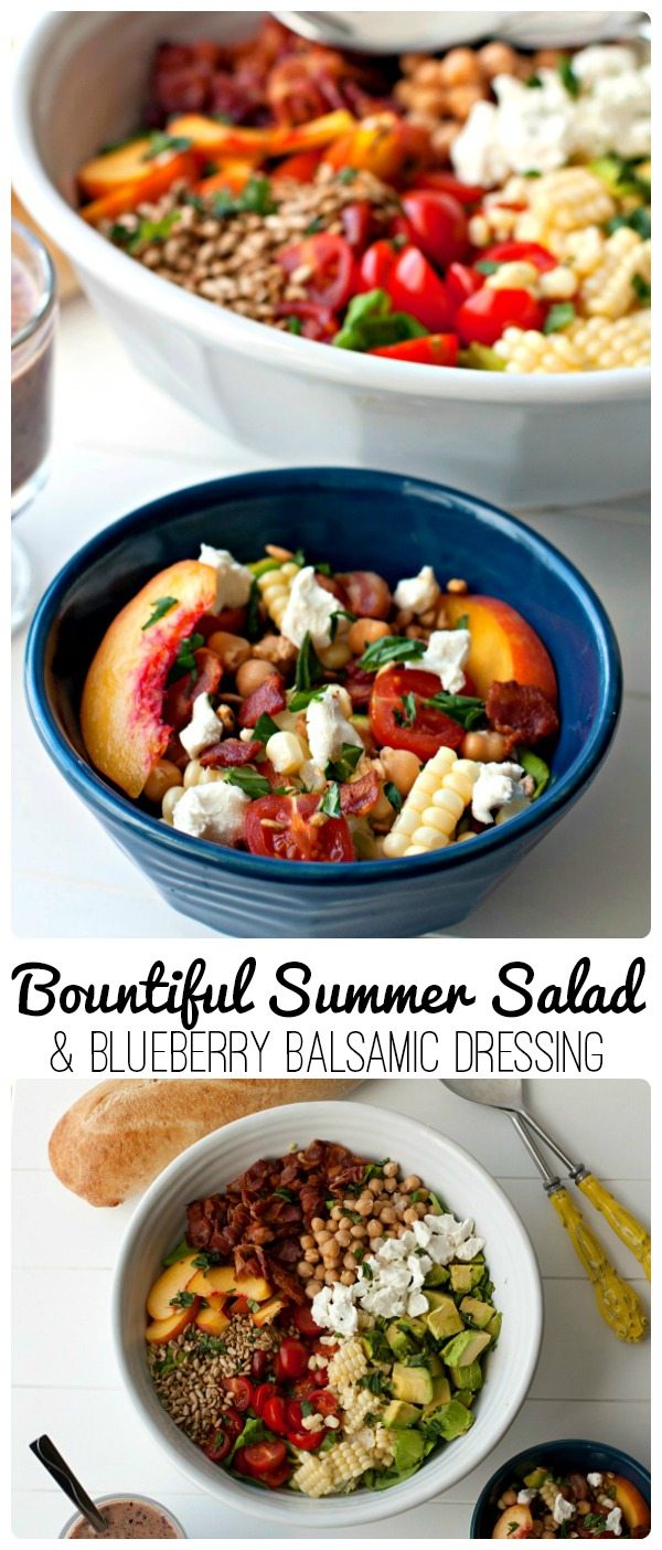 Celebrate summer with my Bountiful Summer Salad and Blueberry Balsamic Dressing Recipe. You can make this salad in just 15 minutes! via @foodfolksandfun