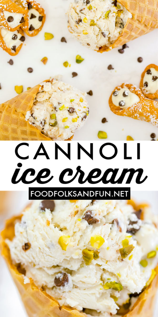 If you love cannoli, then you will love this Cannoli Ice Cream recipe! It’s the perfect dessert for any cannoli lover to enjoy year-round.  via @foodfolksandfun