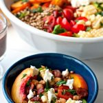 Bountiful Summer Salad and Blueberry Balsamic Dressing in a bowl