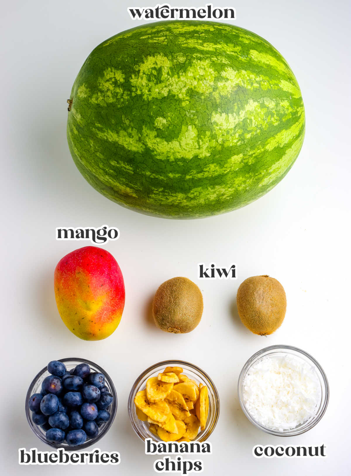 All of the ingredients needed to make this recipe and each are labled with text overlay.