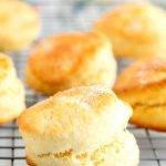 Close up picture of shortcake biscuits on a wire cooling rack.