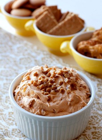 Butterscotch Toffee Cheesecake Dip in a small bowl