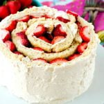 A close-up of Strawberry Shortcake Roll Up Cake