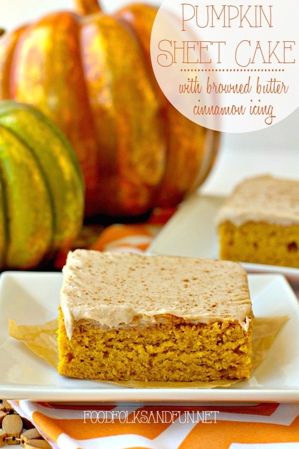 Pumpkin Sheet Cake with Browned Butter Cinnamon Icing