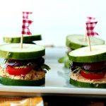 Greek Inspired Cucumber sliders on a plate