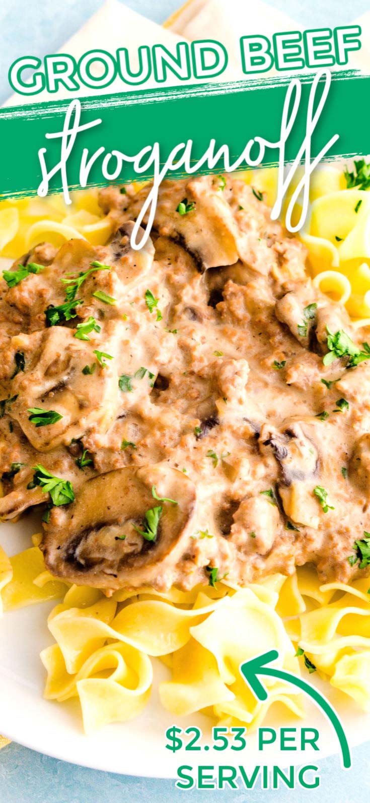This Ground Beef Stroganoff recipe is some serious comfort food and ready in just 30 minutes. It serves 6 and costs $15.16 to make. That’s just $2.53 per serving!  via @foodfolksandfun