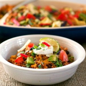 30-minute quinoa taco casserole in a bowl
