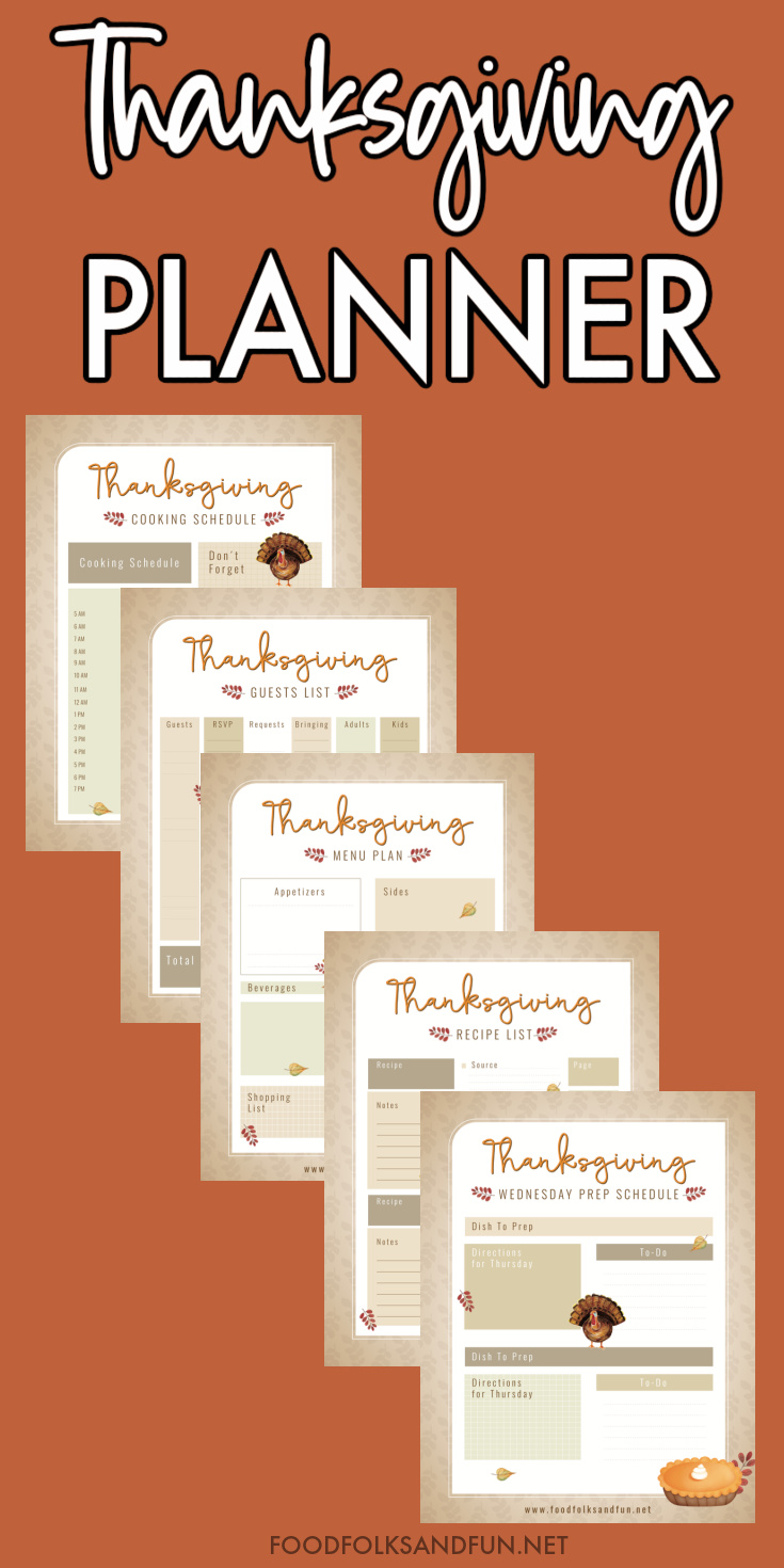A picture collage of the Thanksgiving Planner with text overlay for Pinterest.