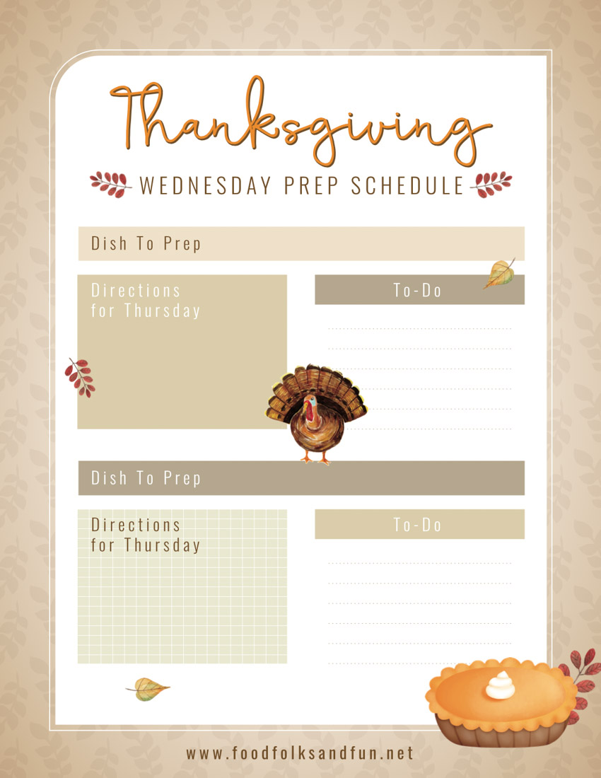 A picture of the Thanksgiving Prep Schedule Printable.