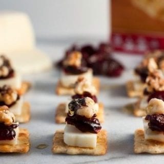 Cranberry Walnut Flatbread Cracker bites on a counter