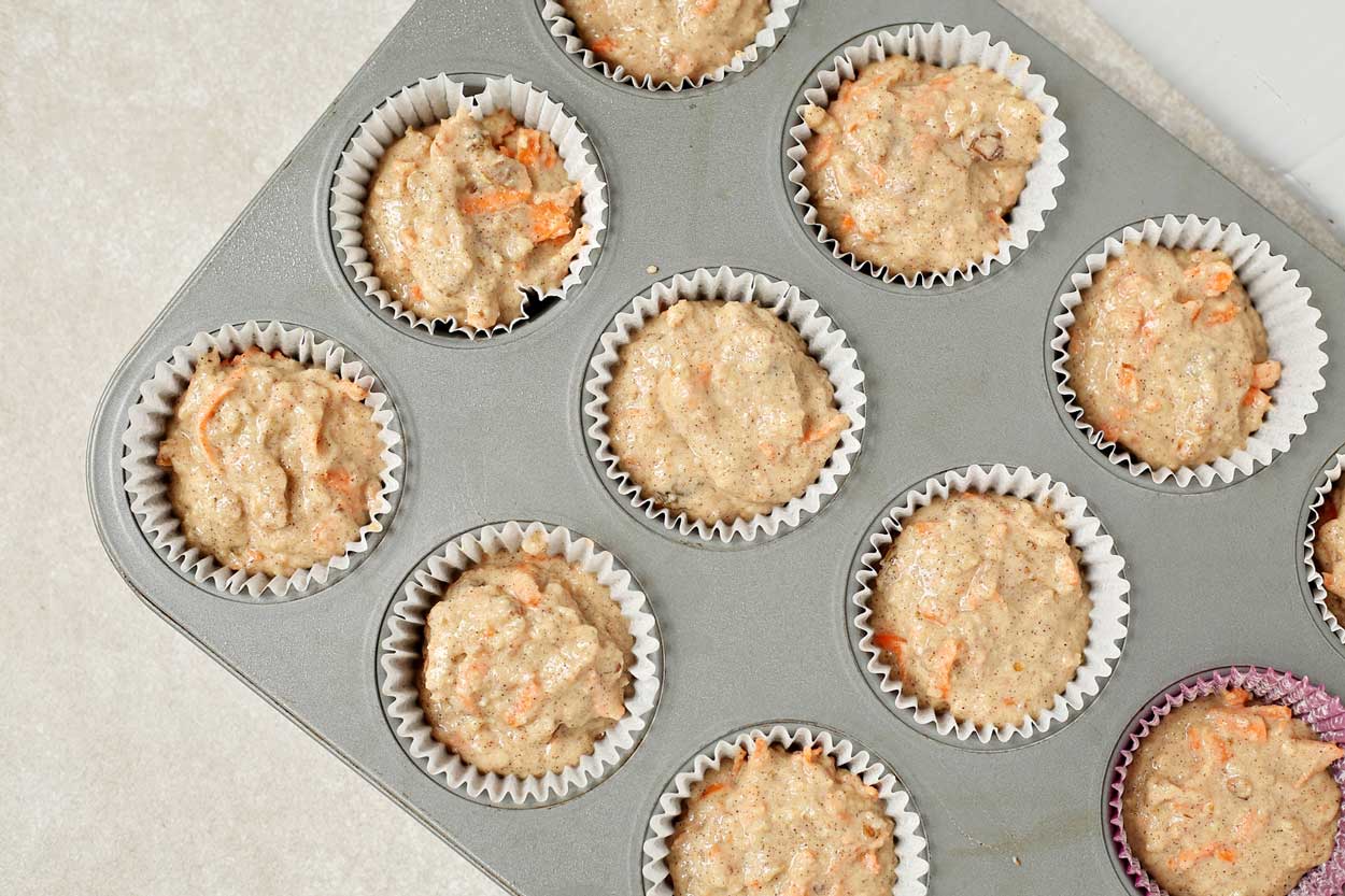 Making Healthy Carrot Cake Muffins