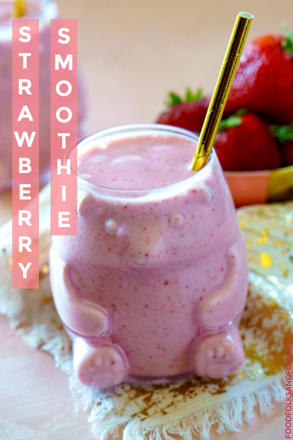 Quick and easy Strawberry Smoothie recipe for an on-the-go breakfast.
