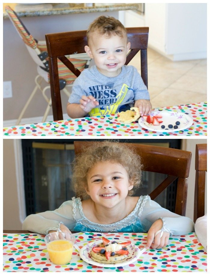 My kids enjoying their waffle creations. 